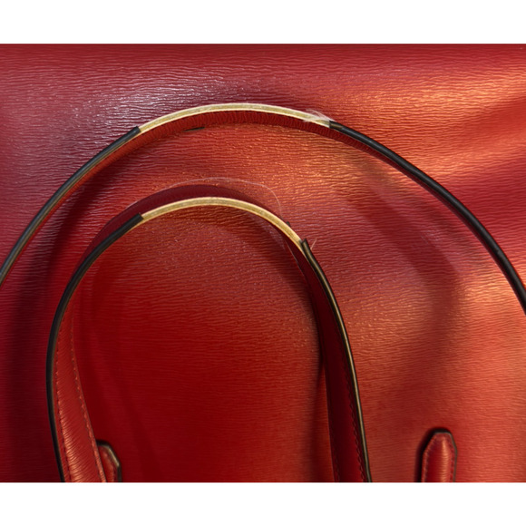 DKNY Structured Tote Shoulder Bag Womens Red Leather Logo Charm - Picture 3 of 16